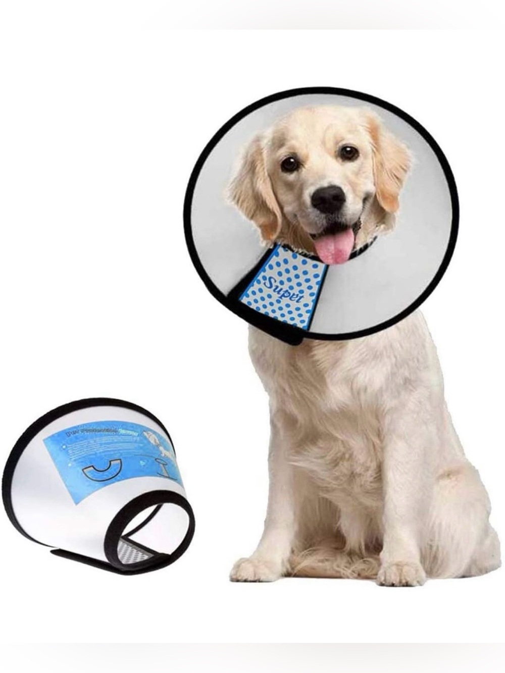 Supet Dog Cone Collar Adjustable After Surgery, Comfortable Pet Recovery Collar